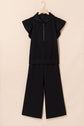 Kallie Ruffled Sleeve Zipped Top and Wide Leg Pants Set