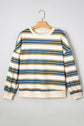 Rose Stripe Crew Neck Pullover Sweatshirt