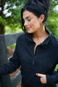 Vivienne Zip Up Stand Collar Ribbed Thumbhole Sleeve Sweatshirt